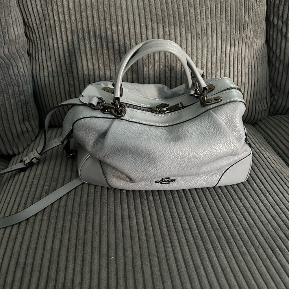 Coach White Pebbled Leather Satchel with Removable Strap